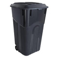 32 Gallon Black Plastic Garbage Can with Attached Lid B249349