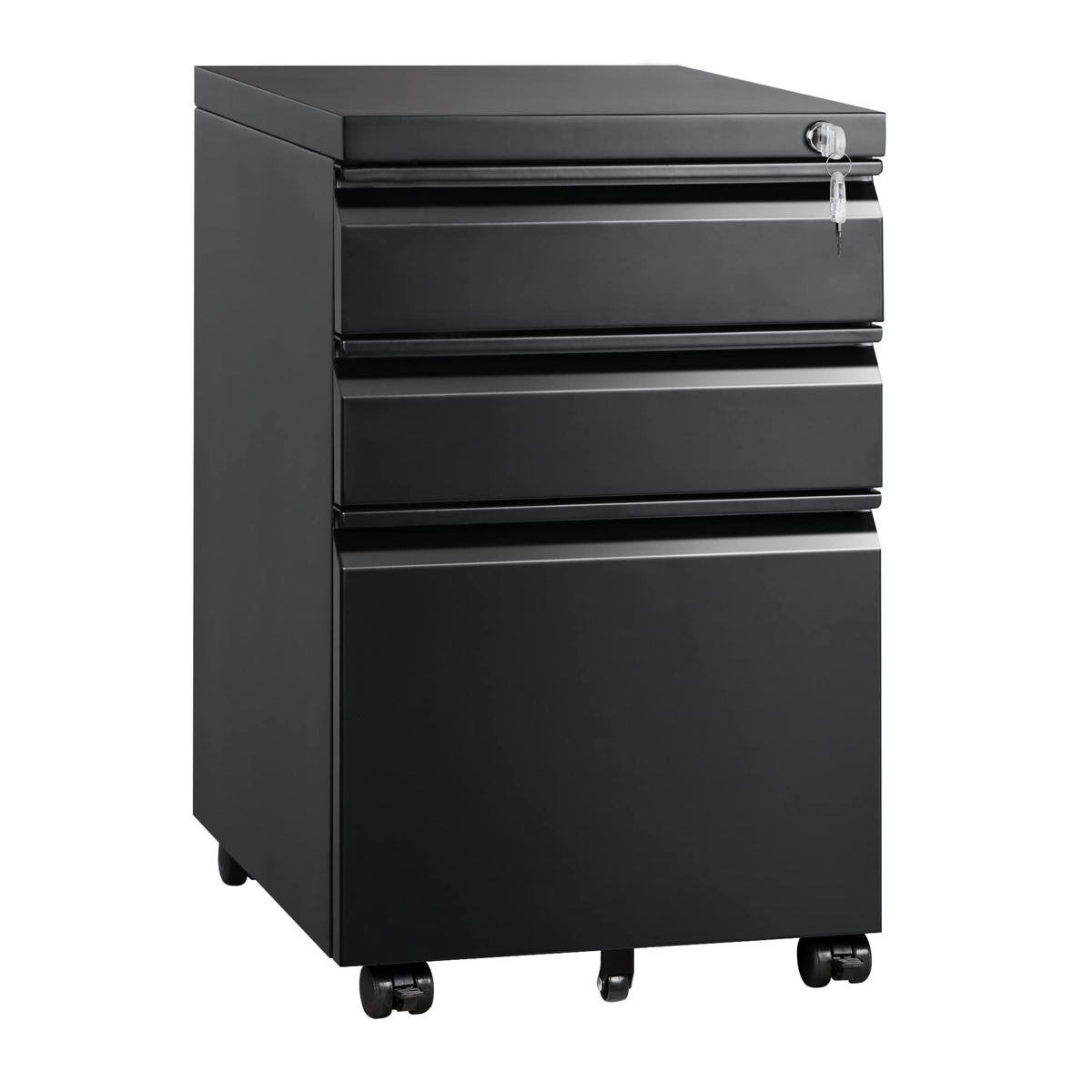 3 Drawer Mobile File Cabinet with Lock, Black G17219