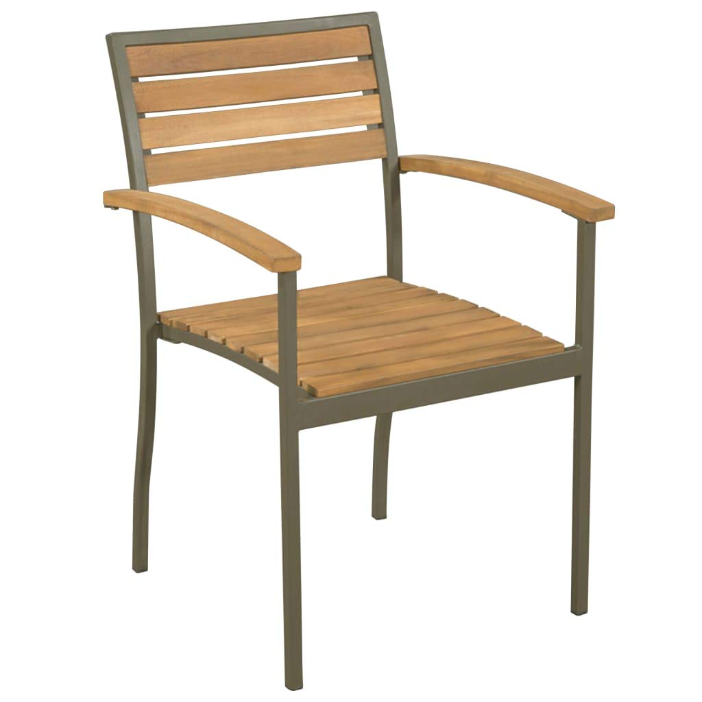9 Piece Acacia Wood and Steel Outdoor Dining Set K1786