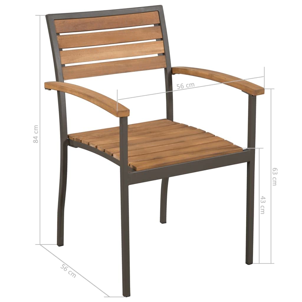 9 Piece Acacia Wood and Steel Outdoor Dining Set K1786