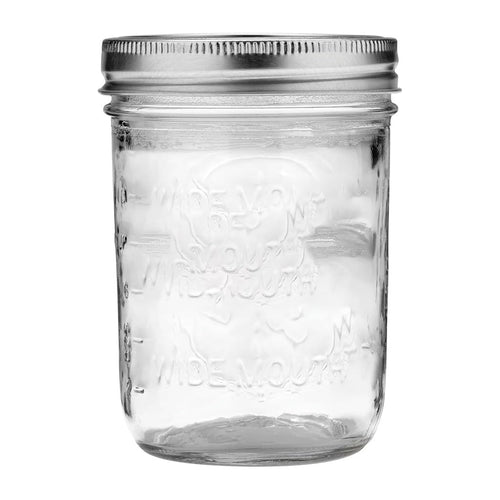 16oz Wide Mouth Clear Glass Mason Jars with Lids & Bands P2835