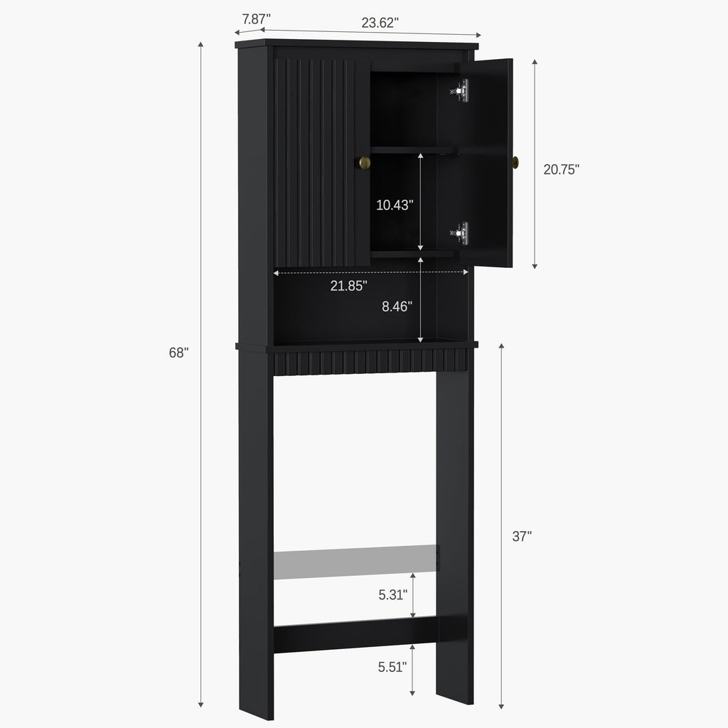 Black Over The Toilet Storage Cabinet with Adjustable Shelf B524