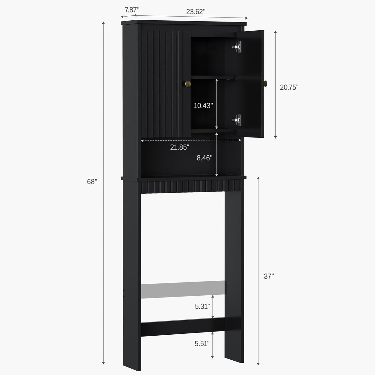 Black Over The Toilet Storage Cabinet with Adjustable Shelf B524