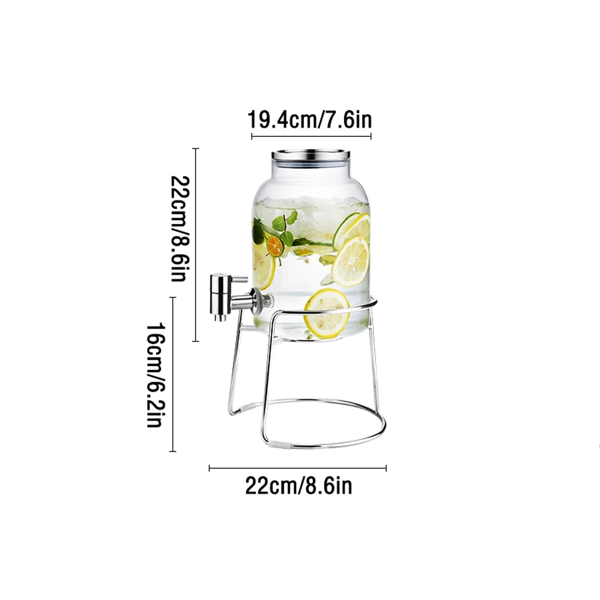 Large-capacity Cold Water Jug with Faucet High Borosilicate Glass Teapot with Base 101.4 Oz O4918