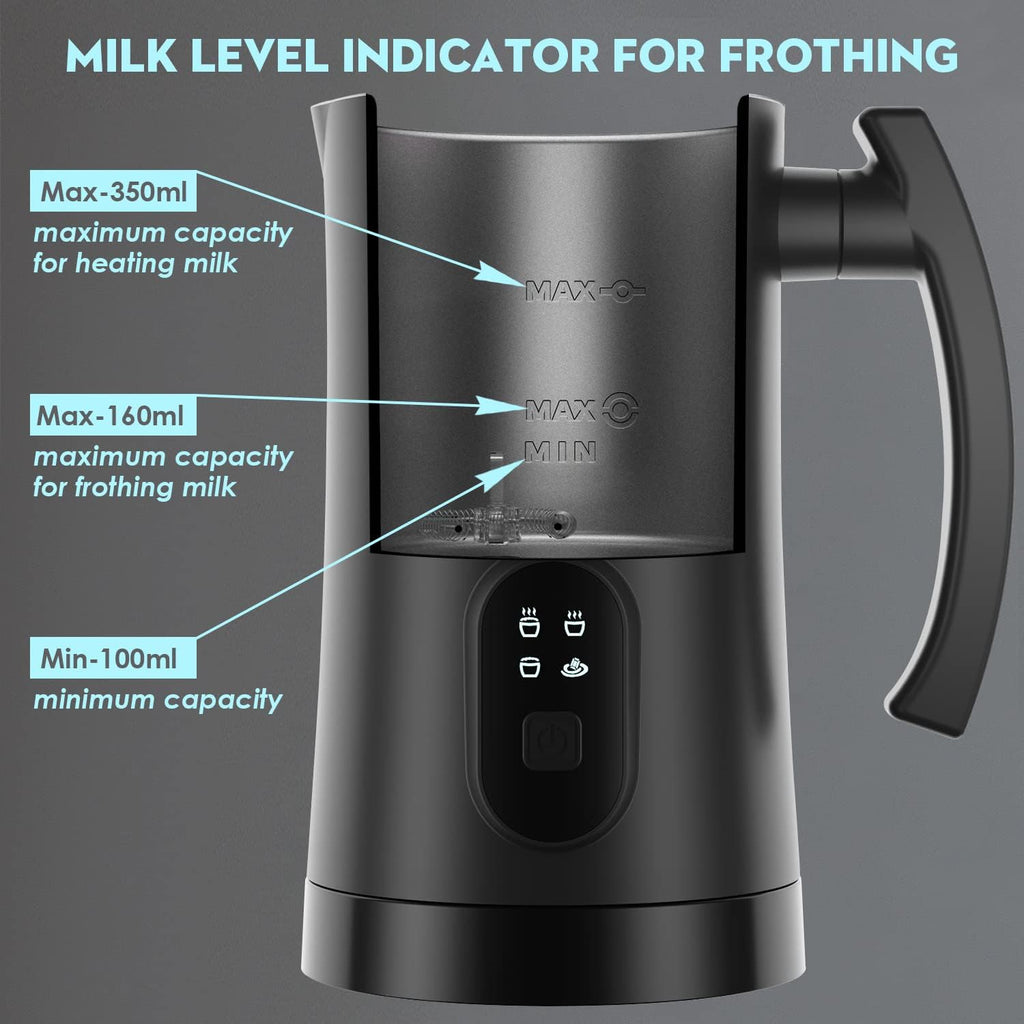 4 in 1 Electric Milk Frother, 11.8oz Automatic Warm and Cold Foam Maker C885