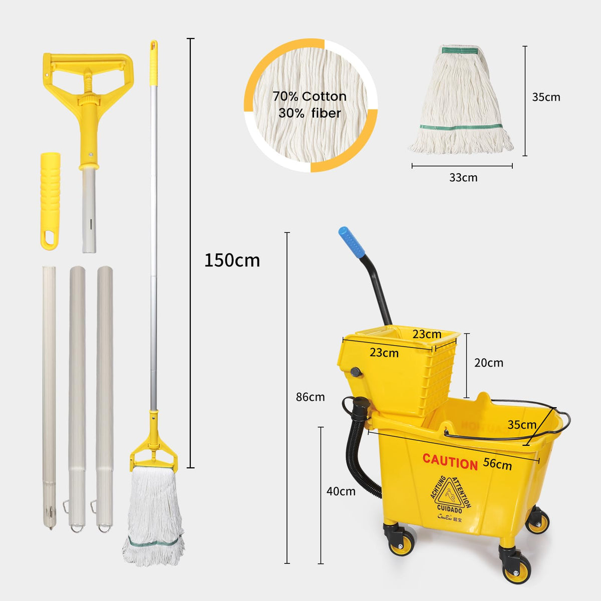 35Qt Mop Bucket with Wringer and Drain Hose P15364