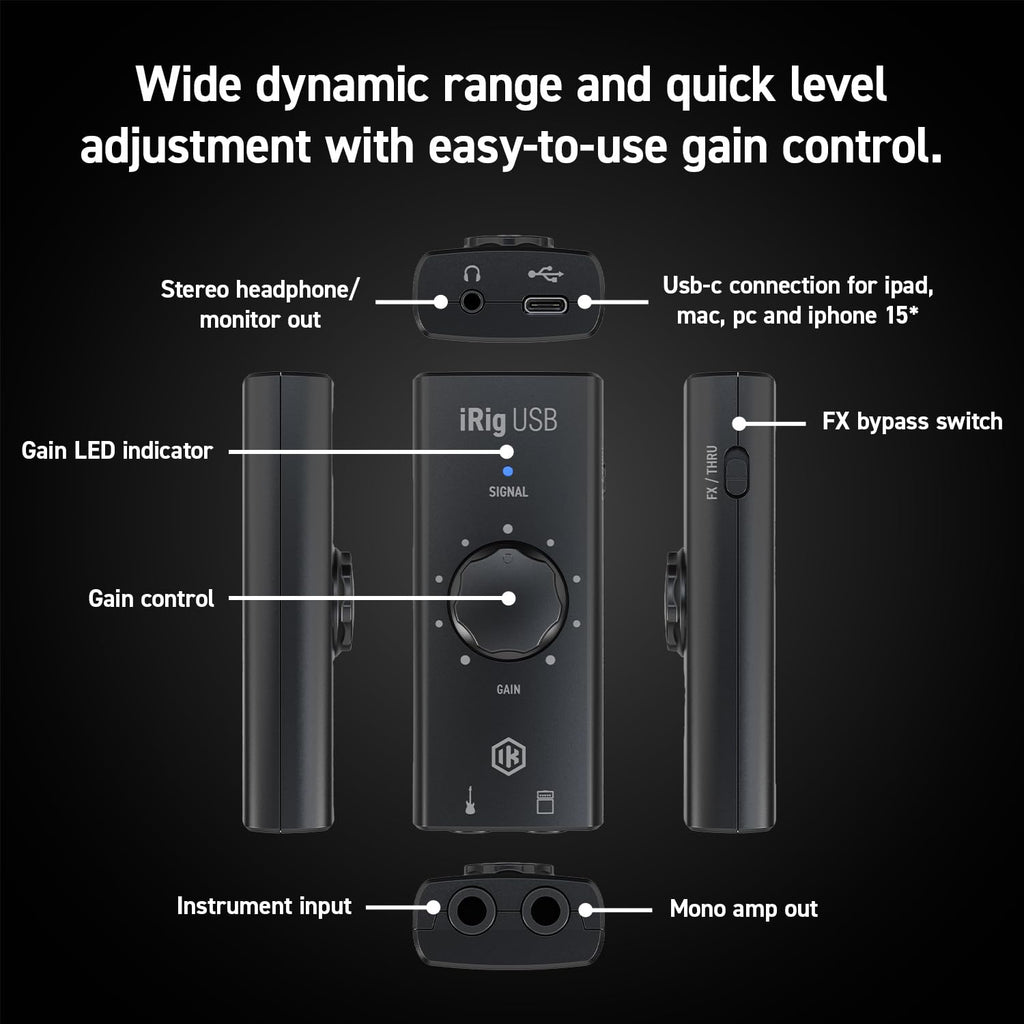 USB Guitar Audio Interface 24-bit 48 kHz D712