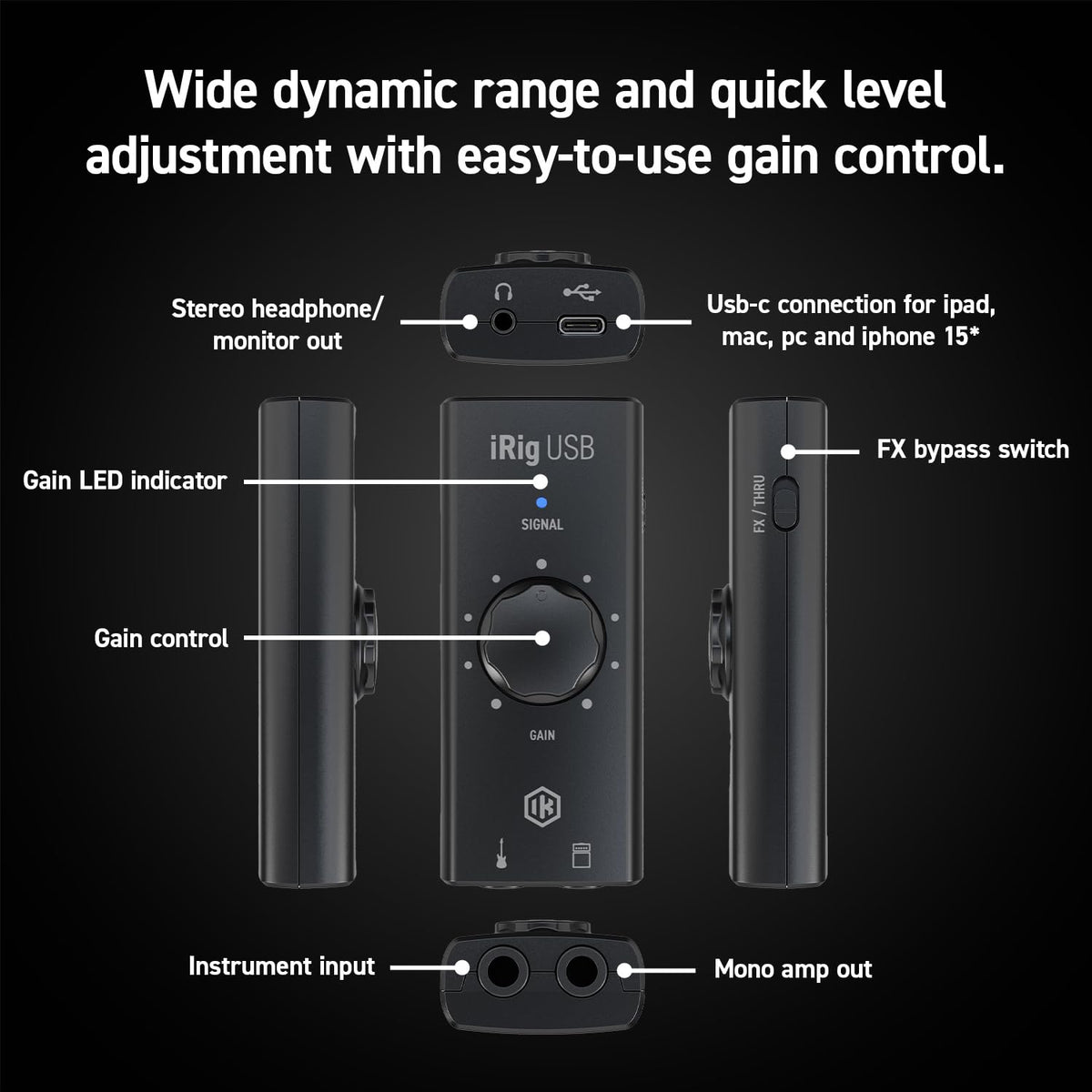 USB Guitar Audio Interface 24-bit 48 kHz D712