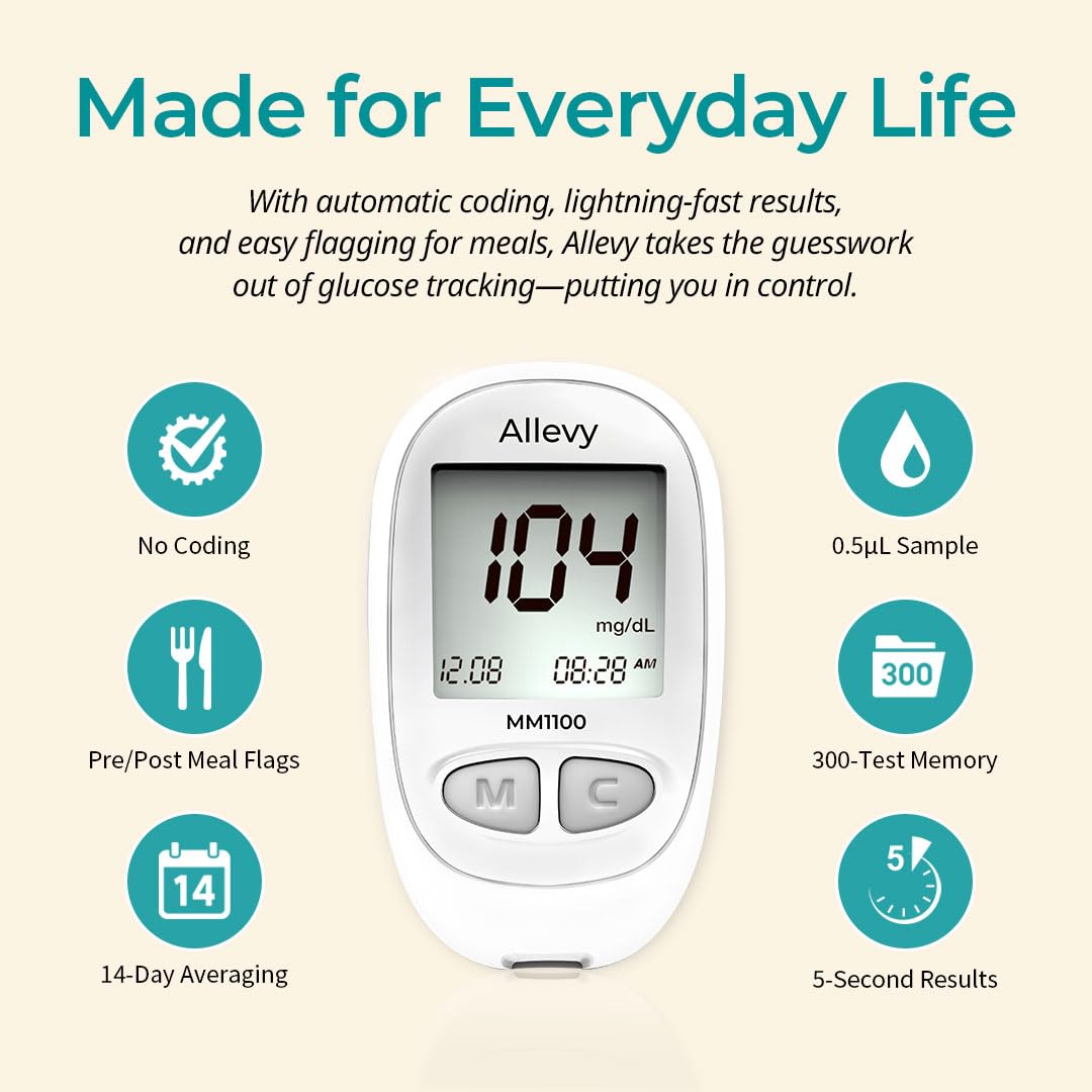 Blood Glucose Monitor Kit with 100 Test Strips and Lancets X483