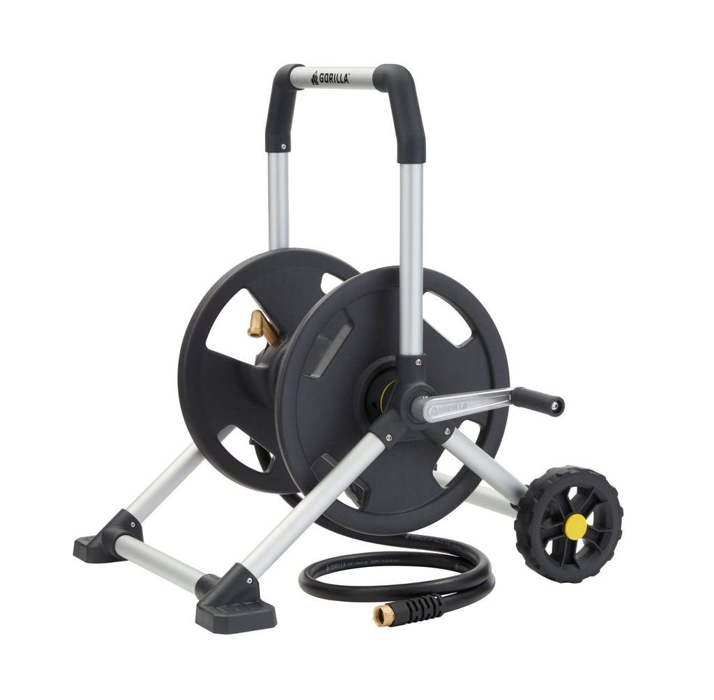 Aluminum Garden Hose Reel, 200 Ft, Brass Fittings D54863