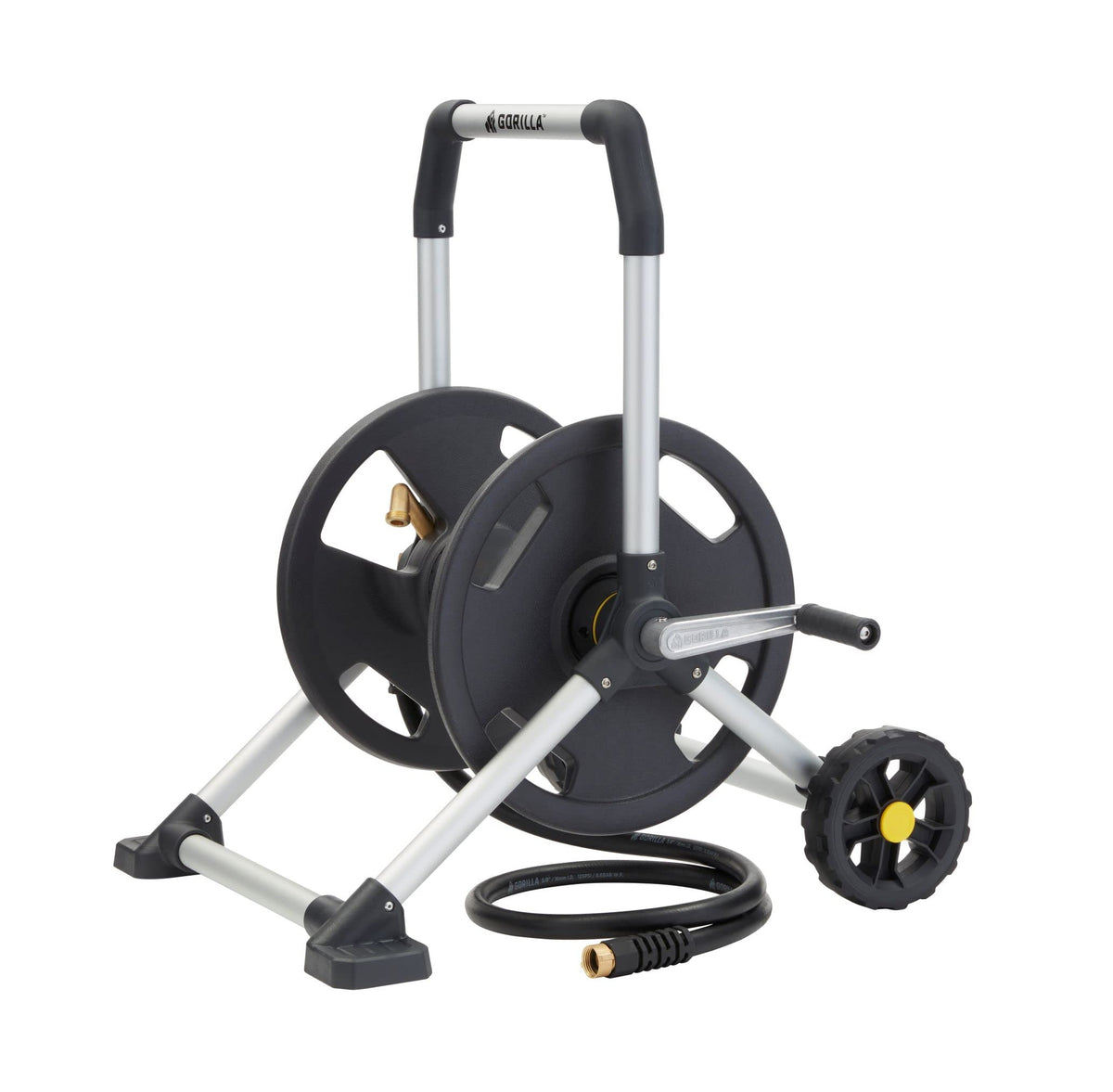 Aluminum Garden Hose Reel, 200 Ft, Brass Fittings D54863