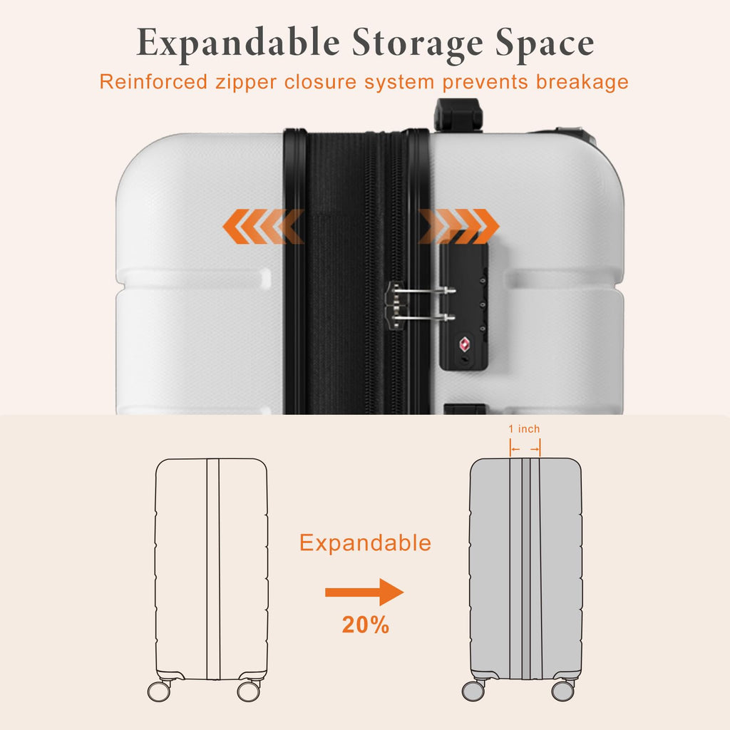 20 Inch White Hard Shell Suitcase B641312