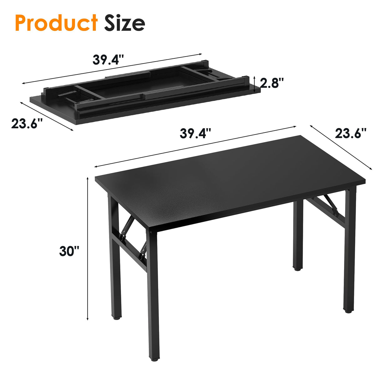 39.4 Inch Black Folding Computer Desk T93206