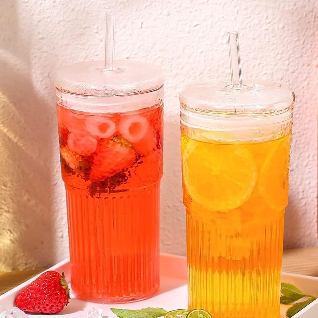 Glass Tumbler with Lid and Straw 20oz M8944