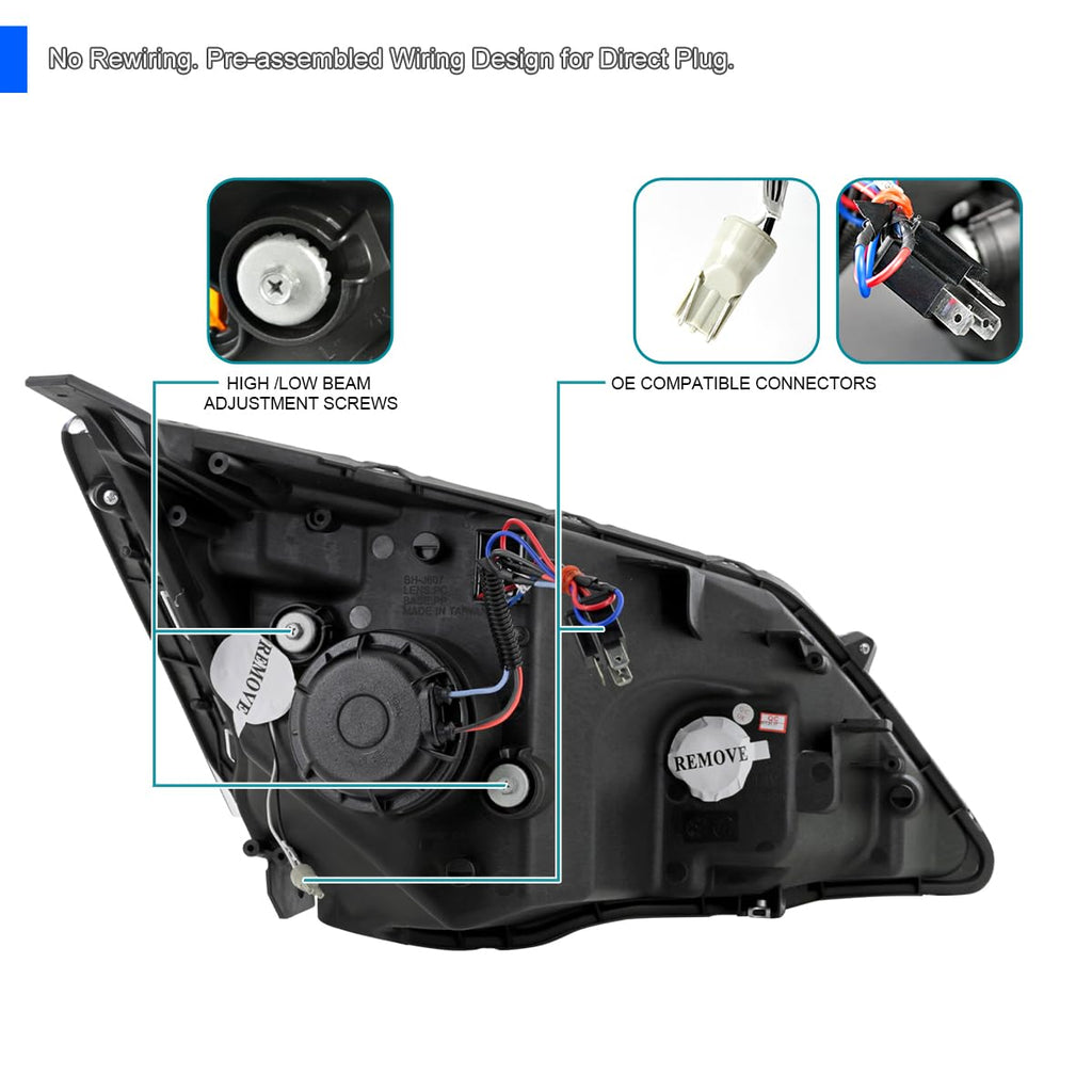 Glossy Black LED Projector Headlights E7008