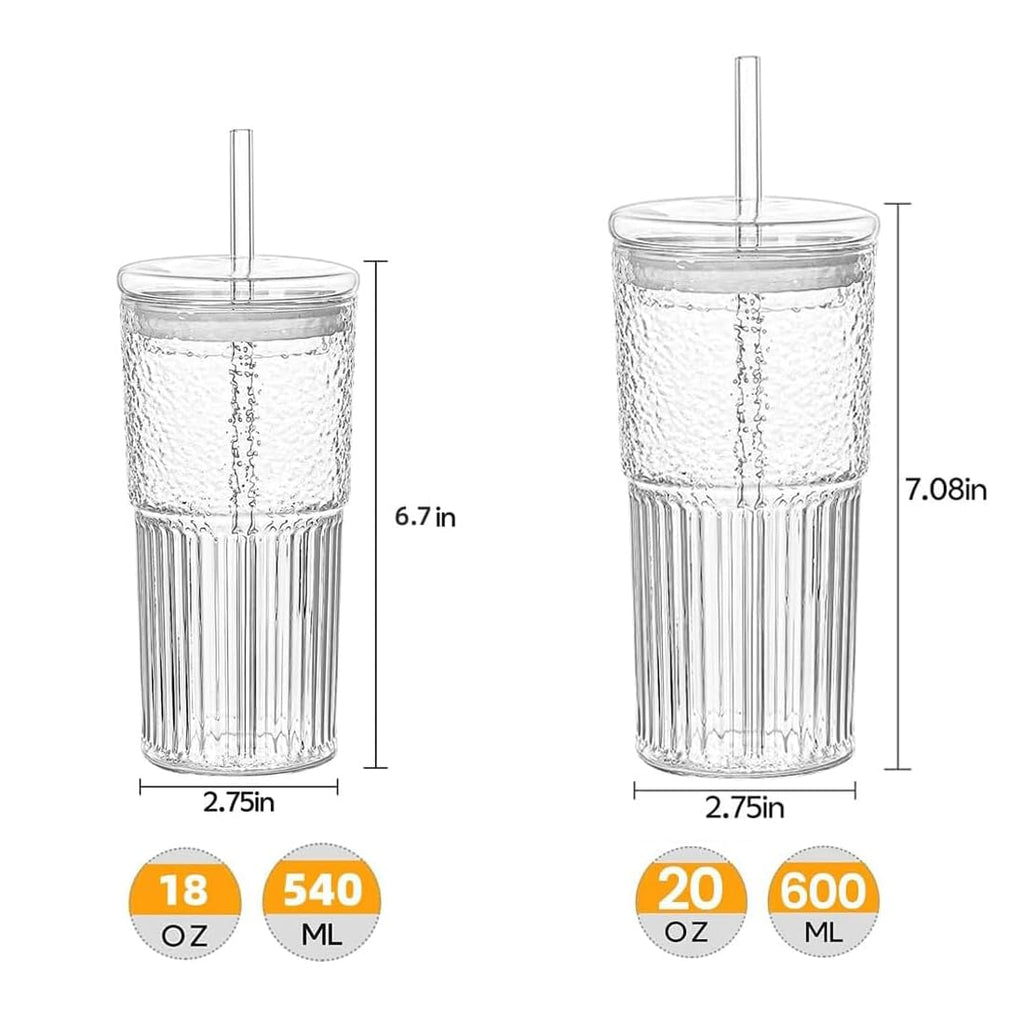 Glass Tumbler with Lid and Straw 20oz M8944