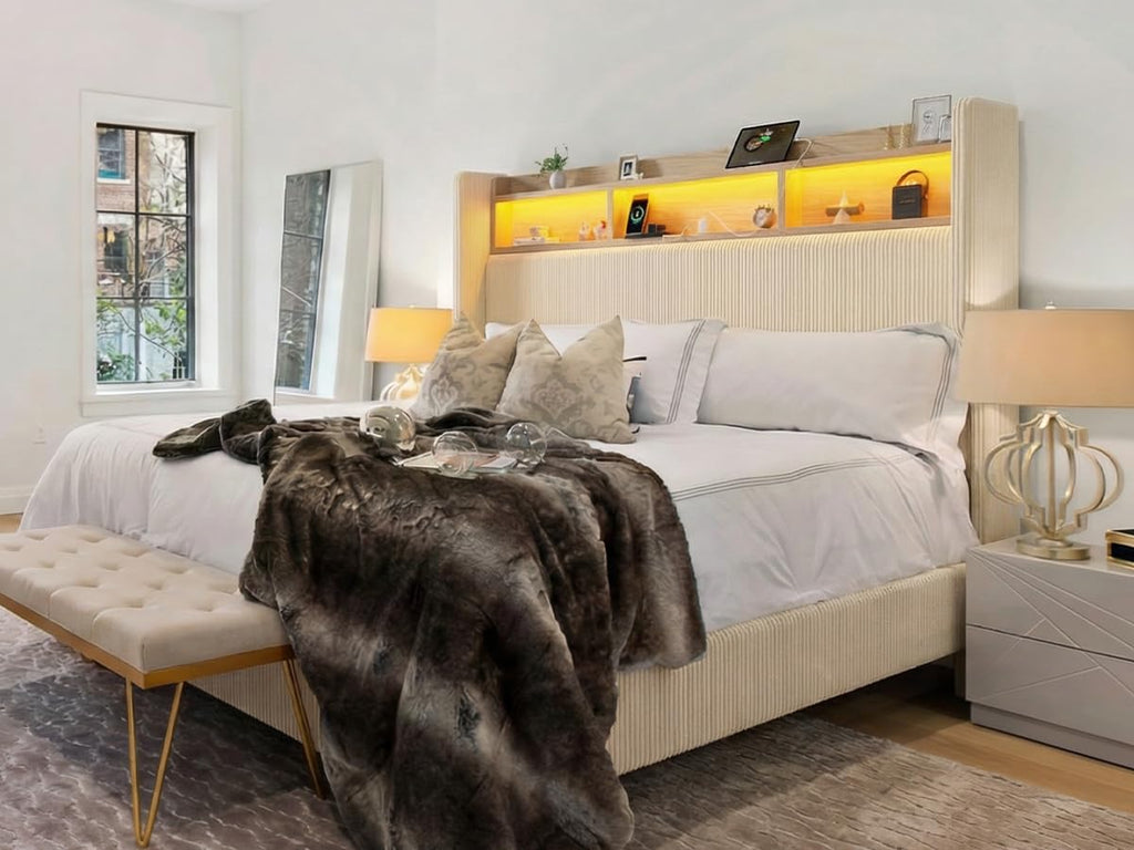 Queen Size Bed Frame with Tall Headboard P53404
