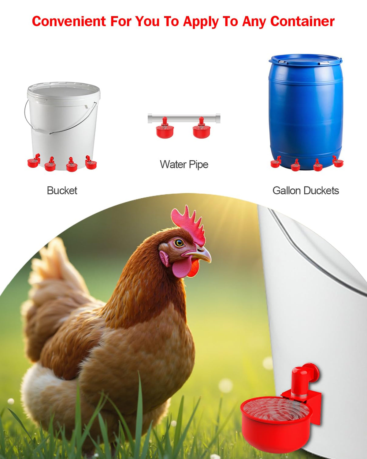 30 Packs Large Automatic Poultry Water Feeder Cups with Tee Fittings L368771