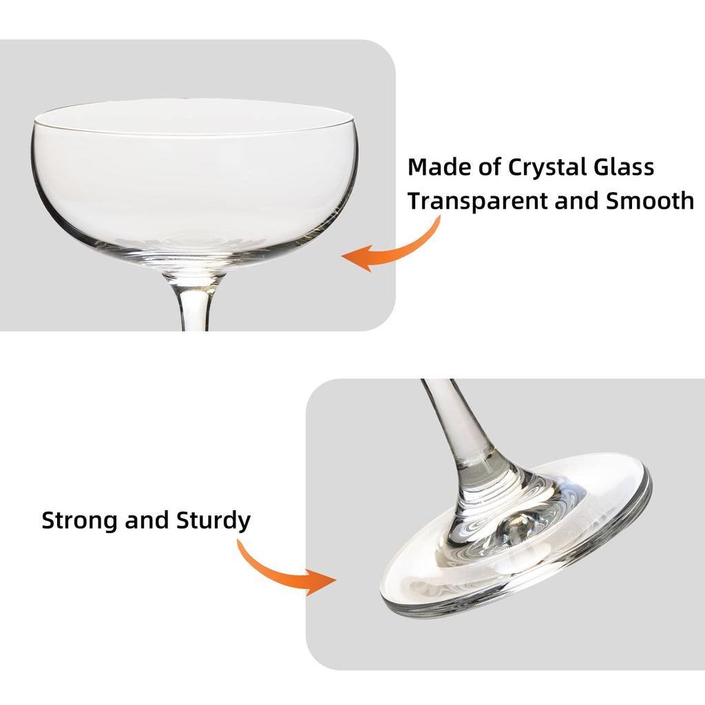 7Oz Crystal Champagne Coupe Glasses Set of 12 J2018
