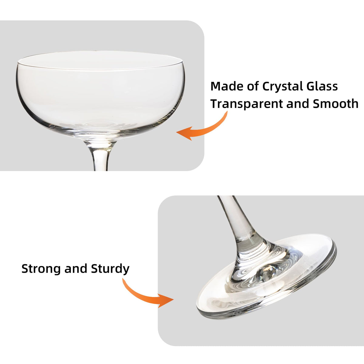 7Oz Crystal Champagne Coupe Glasses Set of 12 J2018