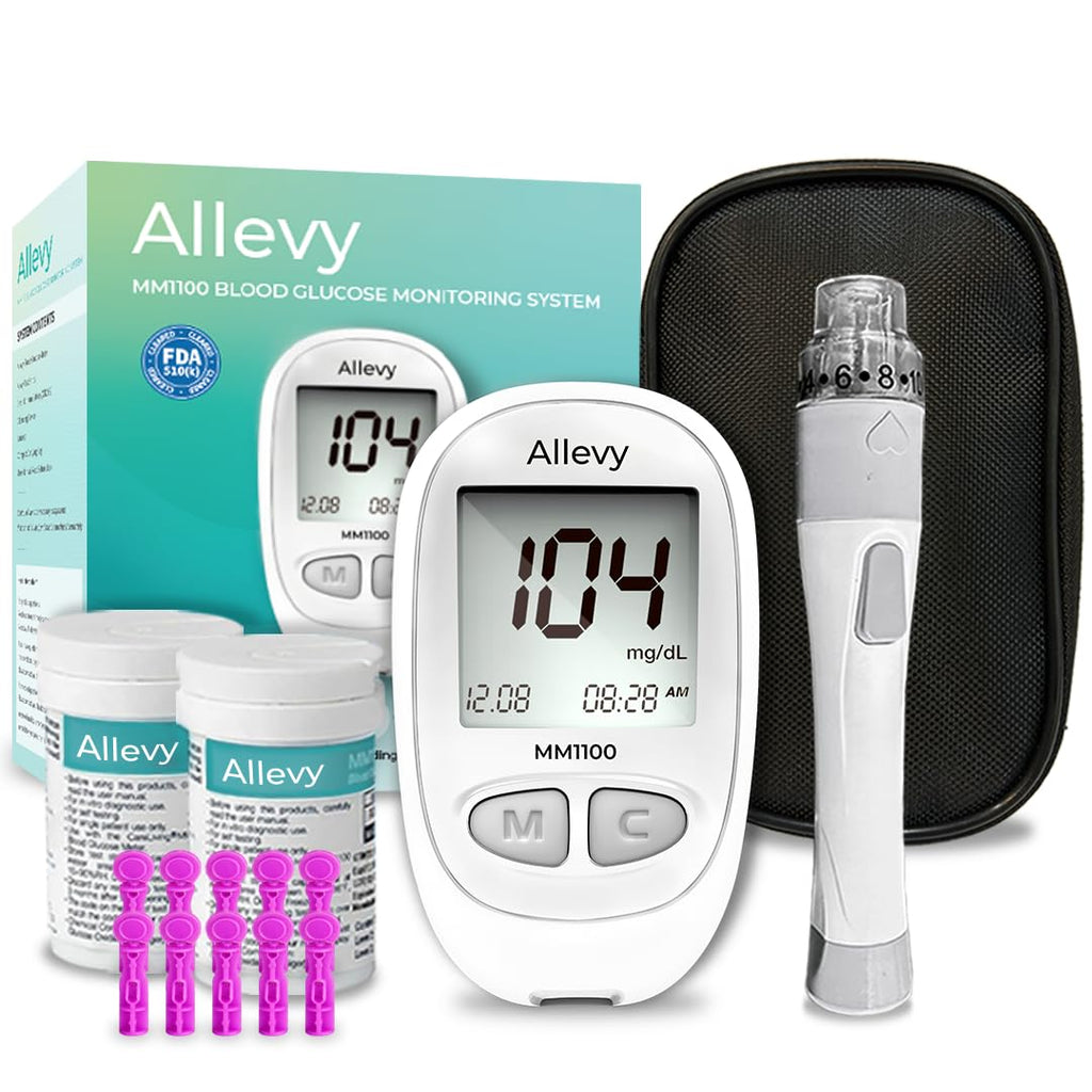 Blood Glucose Monitor Kit with 100 Test Strips and Lancets X483