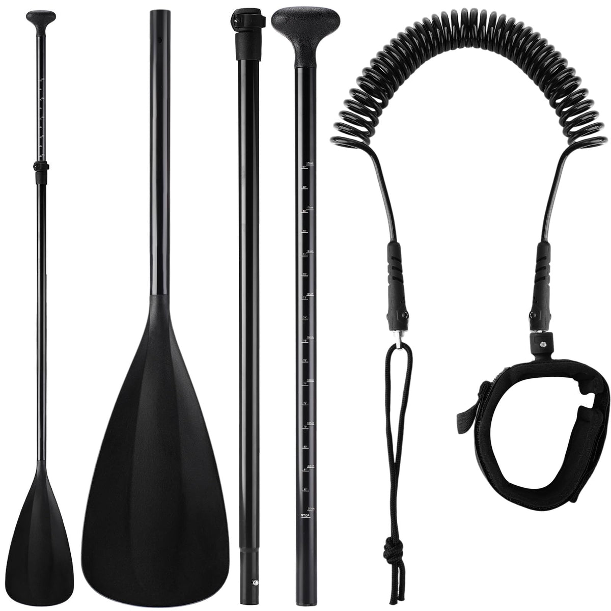 3 Pieces Paddle Board Paddle with Leash Detachable Aluminum Alloy Shaft P9547