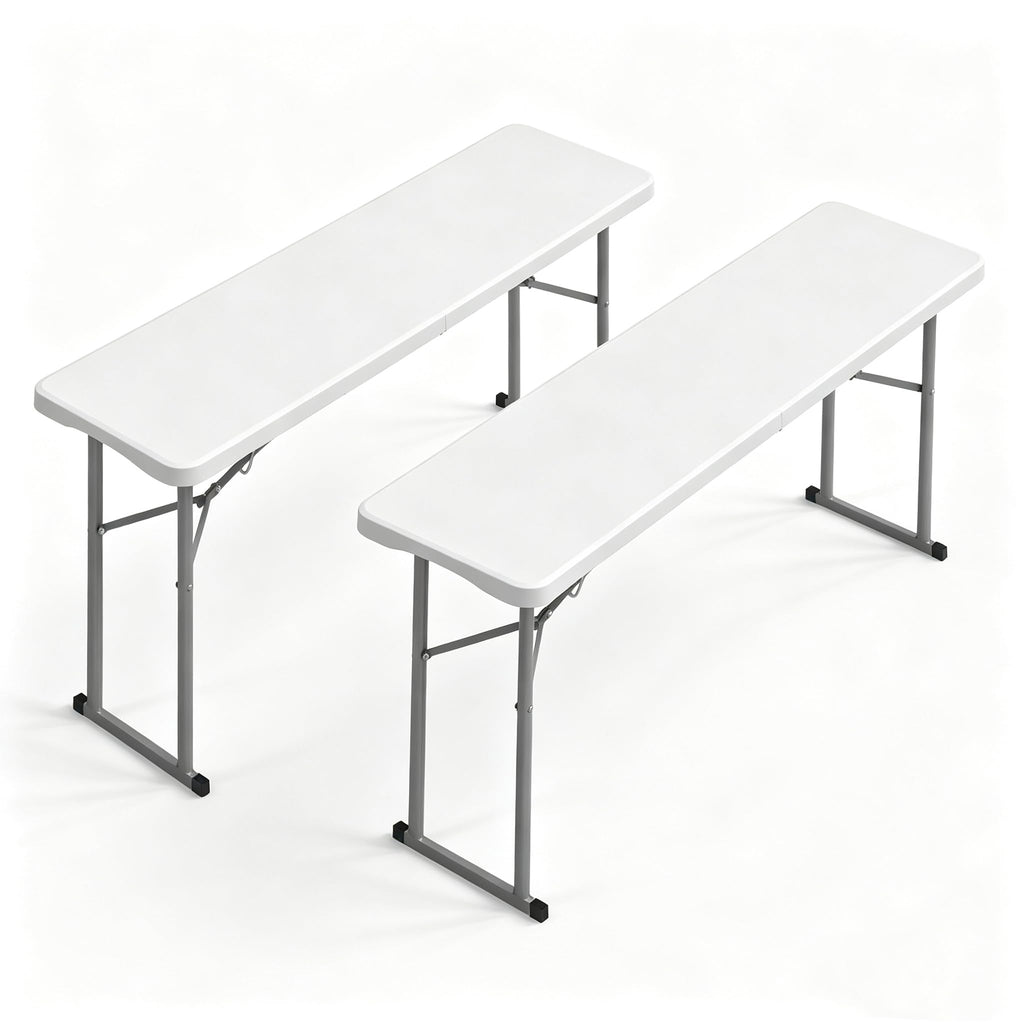 White 6 FT Narrow Folding Table Set of 2 Q63656