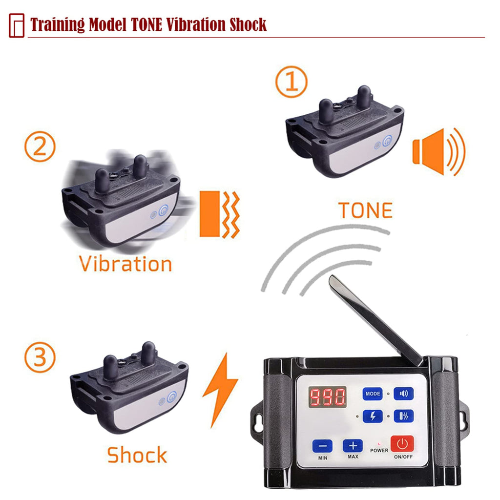Wireless Dog Fence Pet Containment System, 1/2 Acre, Waterproof Rechargeable Training Collar M9661