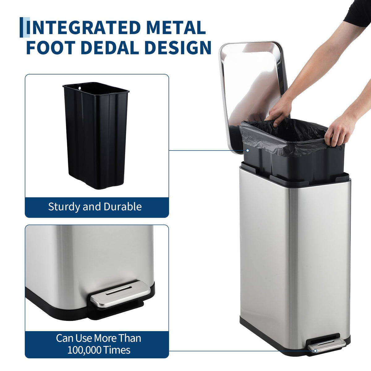13 Gal Stainless Steel Step-On Kitchen Trash Can K81341