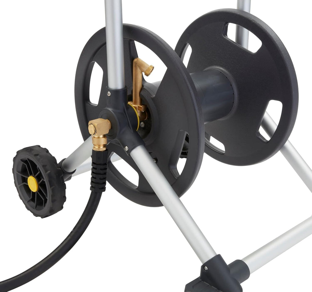 Aluminum Garden Hose Reel, 200 Ft, Brass Fittings D54863