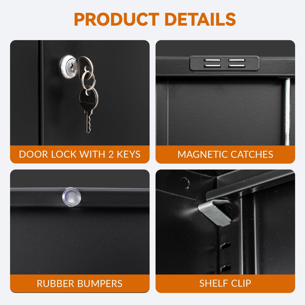 Black Metal Storage Cabinet with 2 Drawers A129851