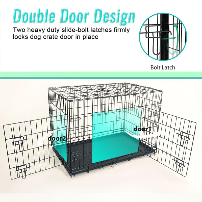 42-Inch Folding Metal Dog Crate with Divider and Tray J315993