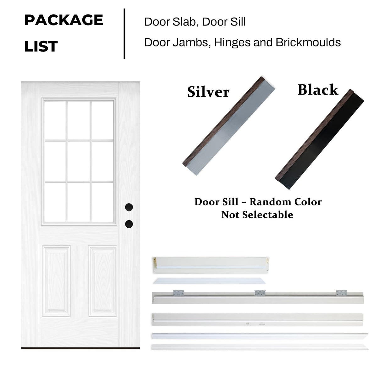 Fiberglass Exterior Door with Brickmould, 36'' x 80'' Front Entry Door O378820