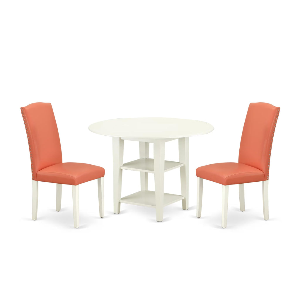 3 Piece Dining Table Set with 2 Faux Leather Chairs W193