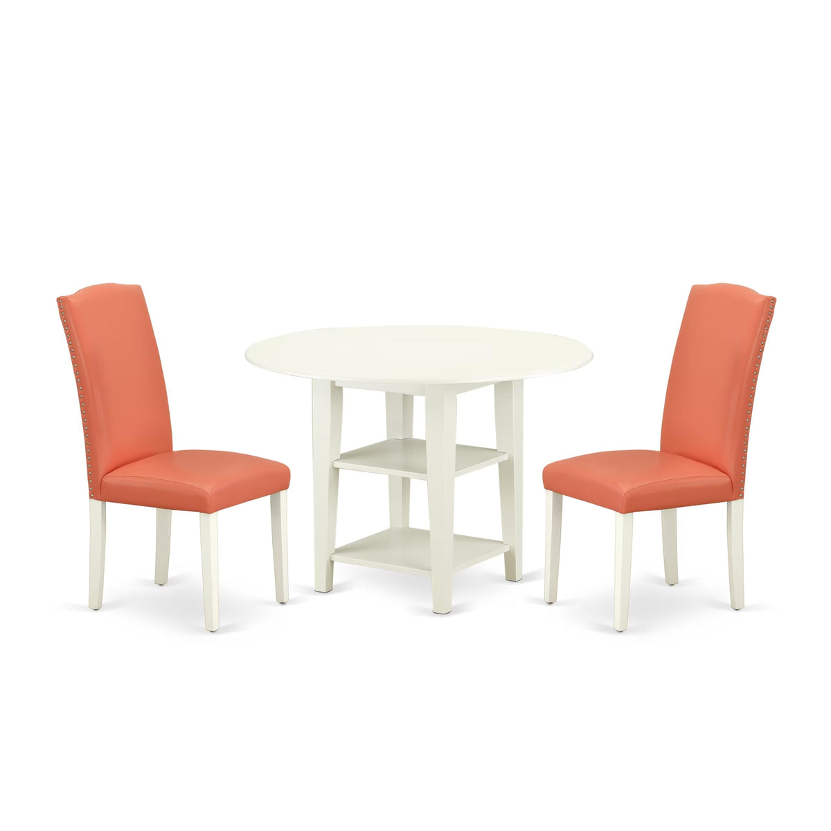 3 Piece Dining Table Set with 2 Faux Leather Chairs W193