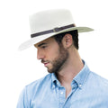 Panama Hat Teardrop Shape Recycled Leather Toquilla Straw V89359