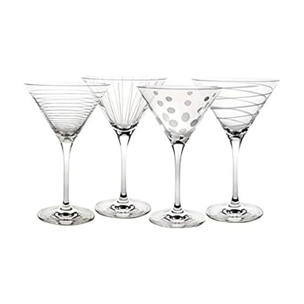 10-Ounce Etched Clear Glass Martini Glasses Set of 4 M33082