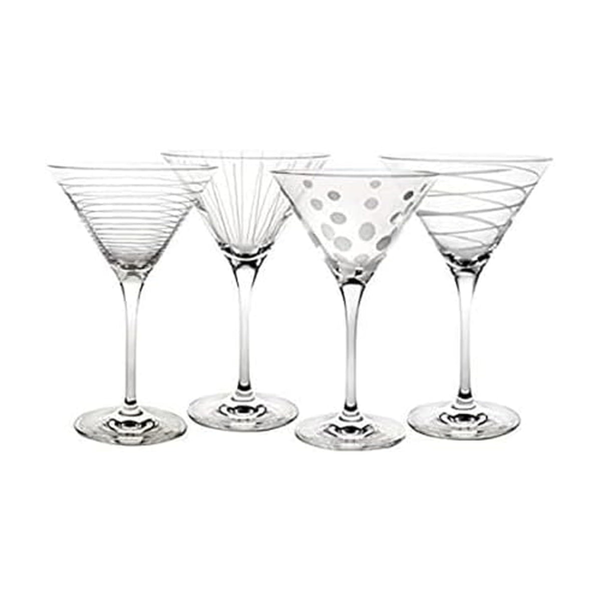 10-Ounce Etched Clear Glass Martini Glasses Set of 4 M33082