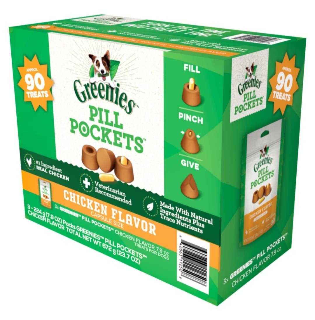 Chicken Flavor Pill Pockets Treats for Dogs 23.7 Oz I4892
