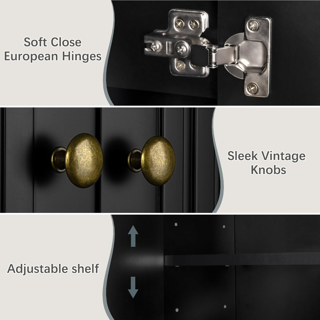Black Over The Toilet Storage Cabinet with Adjustable Shelf B524