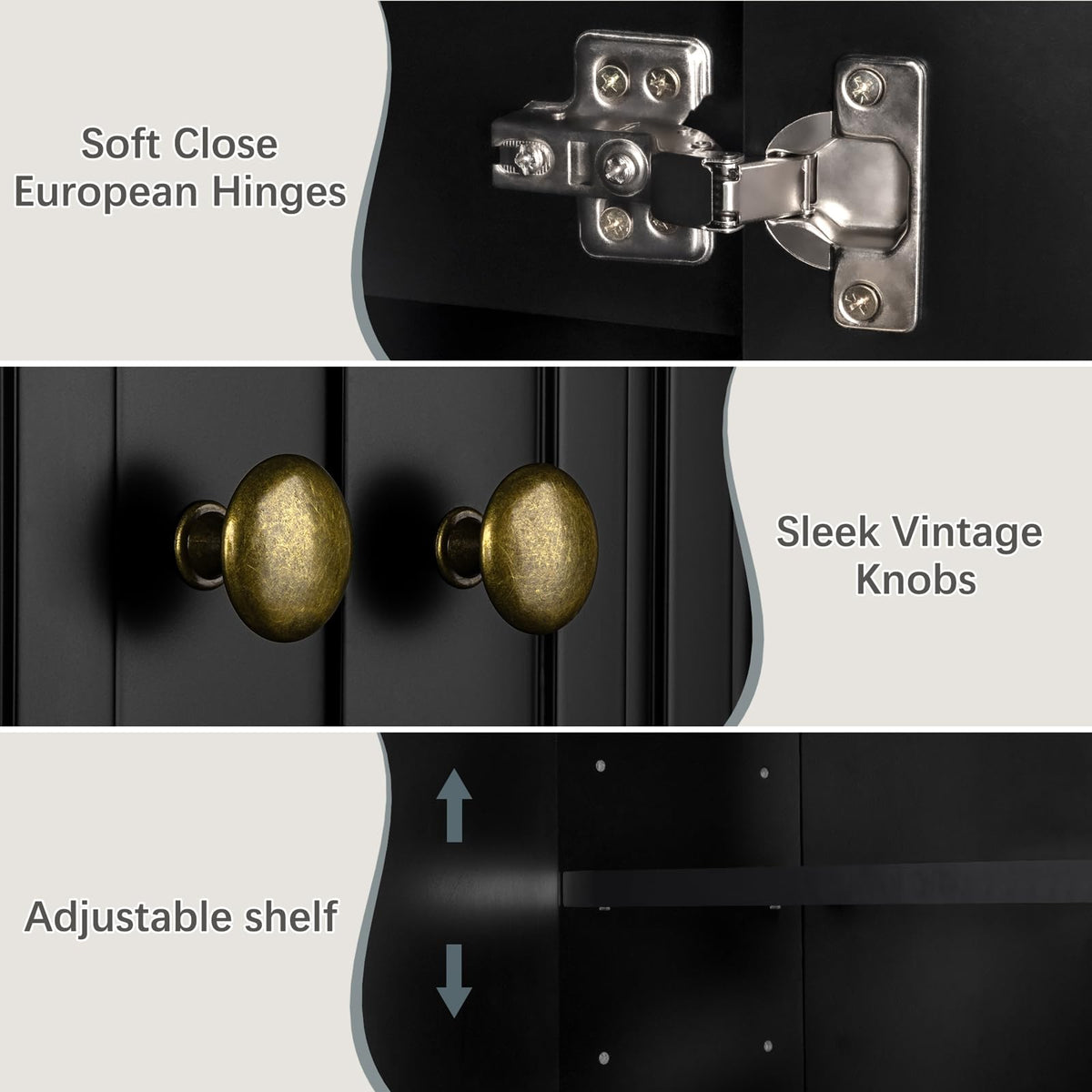Black Over The Toilet Storage Cabinet with Adjustable Shelf B524