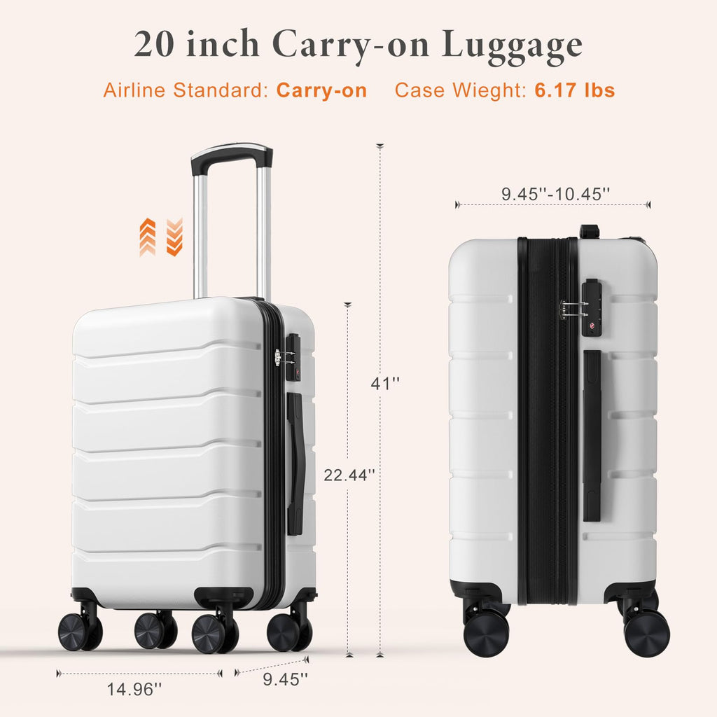 20 Inch White Hard Shell Suitcase B641312