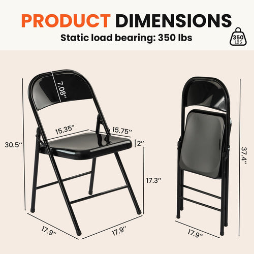 10 Pack Black Metal Folding Chairs P197