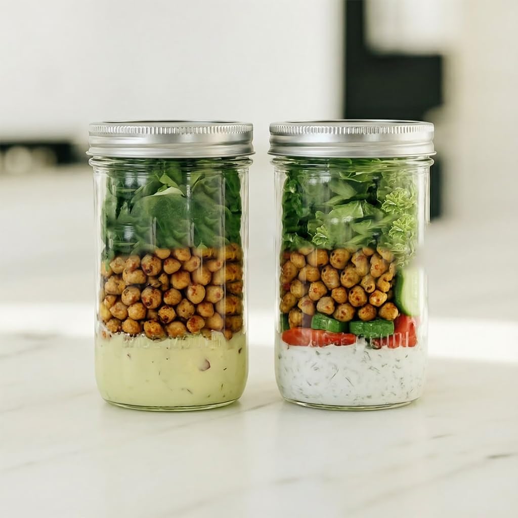 16oz Wide Mouth Clear Glass Mason Jars with Lids & Bands P2835