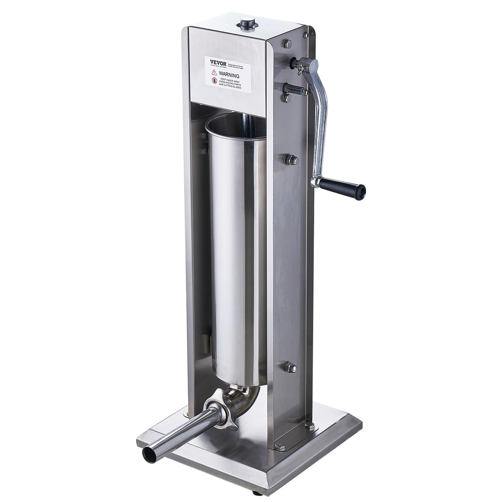 7 L Stainless Steel Manual Sausage Stuffer with 5 Stuffing Tubes O342043