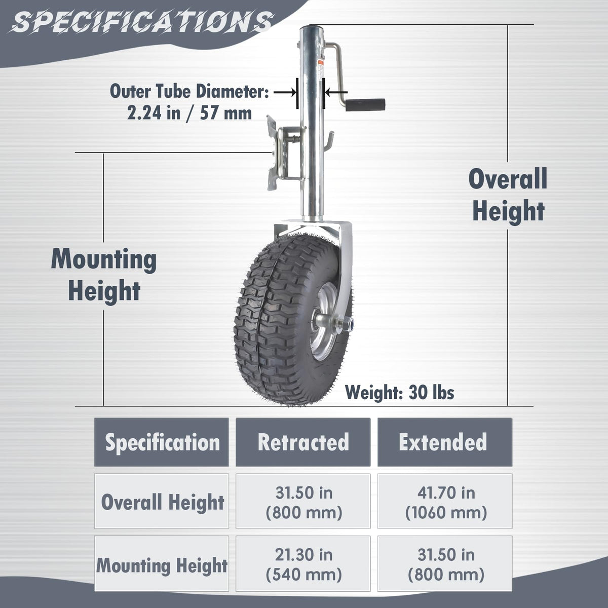 Heavy-Duty Swivel Trailer Tongue Jack 2000 lbs L317733