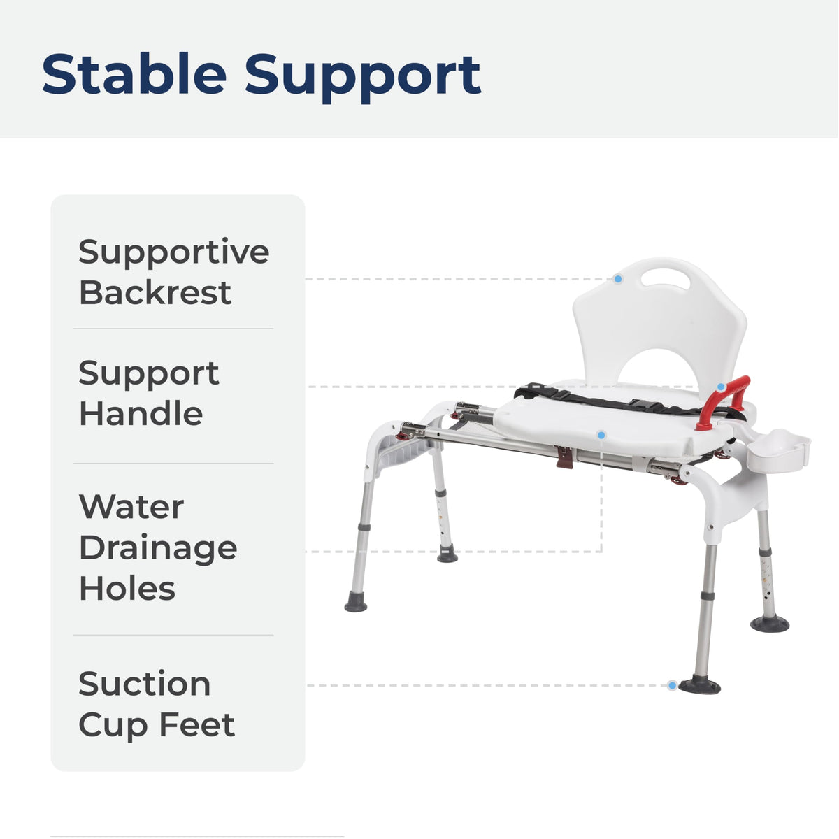 Adjustable Height Sliding Bathtub Transfer Bench Shower Chair O687