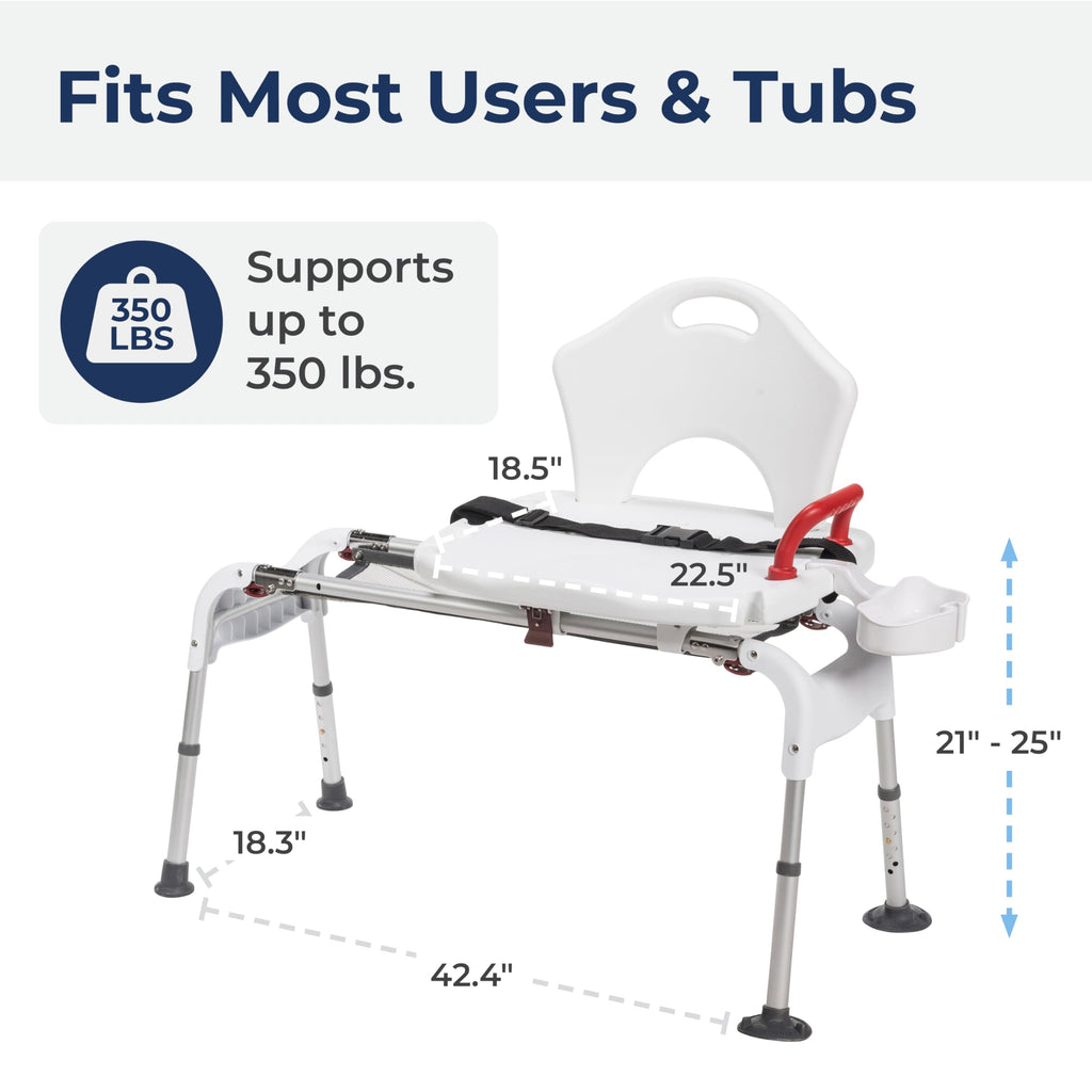Adjustable Height Sliding Bathtub Transfer Bench Shower Chair O687