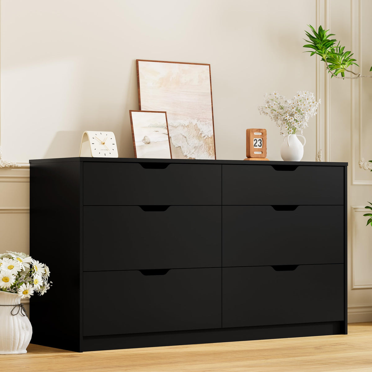 Black 6 Drawer Dresser M199