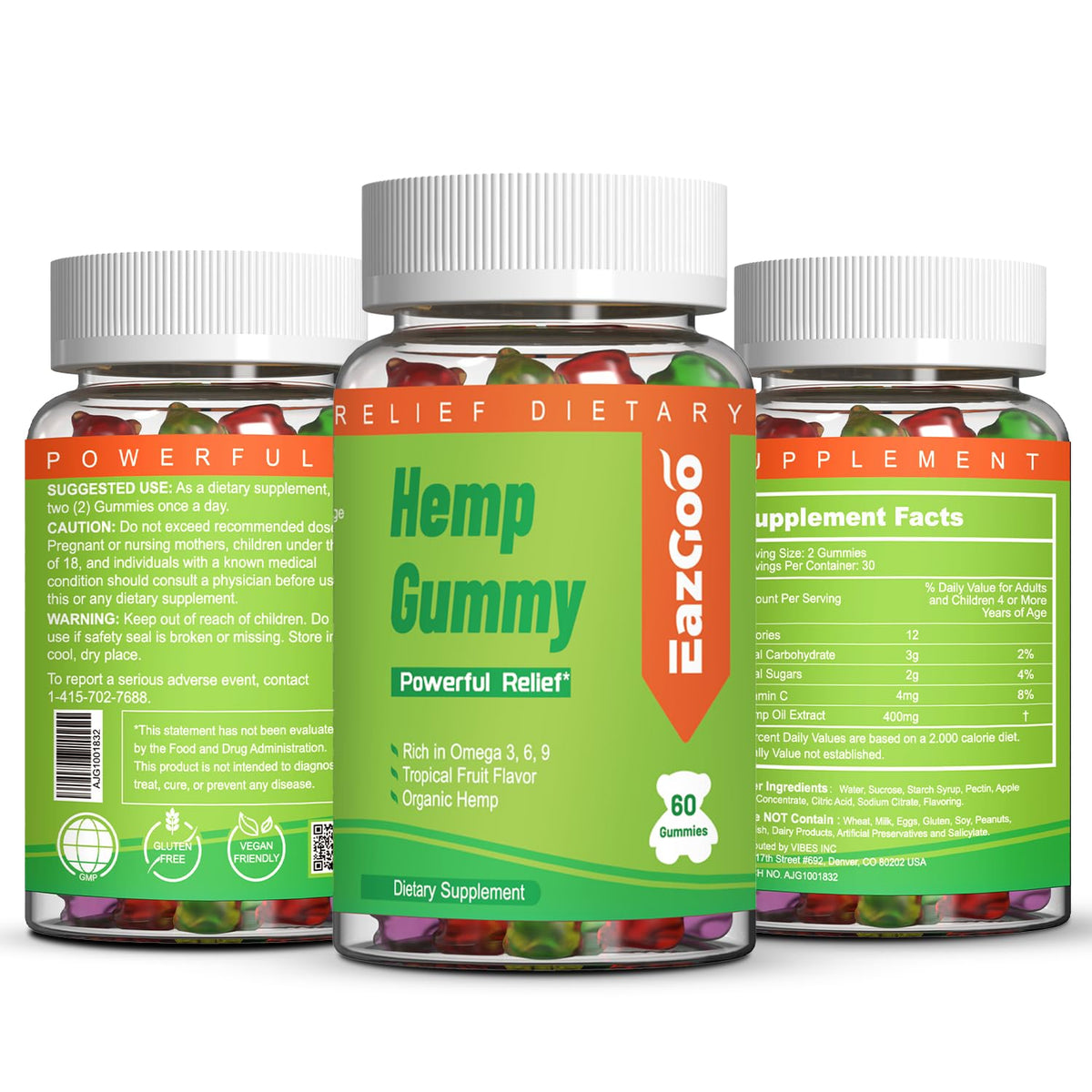 Hemp Gummies 2,000,000 XXL Extra Strength 120 Counts C850